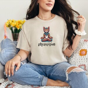 Purr Meowisim Funny Cat T-Shirt, Orange Kitty Cat Lover Tee, Ginger Tabby Humor Graphic, Cute Feline Apparel and Cat Mom Gift Idea for image 3