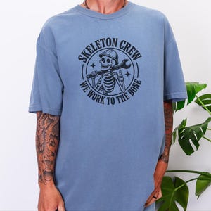 Construction Worker Shirt, Contractor Gift, Skeleton Crew Shirt, Blue Collar Tee, Heavy Equipment Tee, Halloween Worker Gift, Builder Shirt image 9