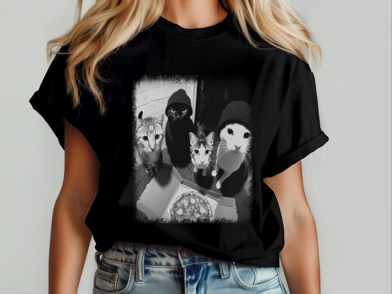 Funny Cat Shirt | Cat Doorbell Pizza Box Tee, Feline Graphic Apparel image 7