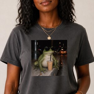 Weird Frog Shirt, Gift for Frog Lover, Sarcastic Coffee Lover, Funny Animal Meme image 10