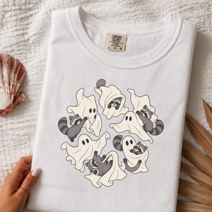 Raccoon Ghost Shirt, Funny Halloween T Shirt, Cute Spooky Season Tee, Trash Panda Gift image 3