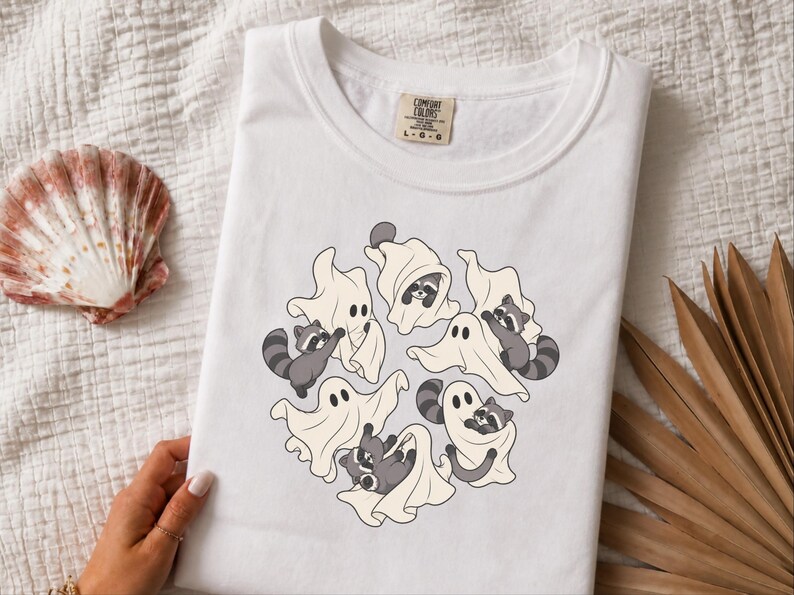 Raccoon Ghost Shirt, Funny Halloween T Shirt, Cute Spooky Season Tee, Trash Panda Gift image 3