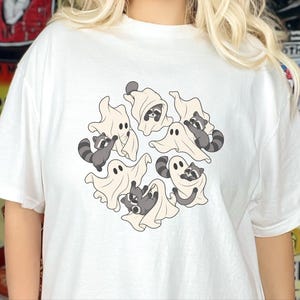 Raccoon Ghost Shirt, Funny Halloween T Shirt, Cute Spooky Season Tee, Trash Panda Gift image 2