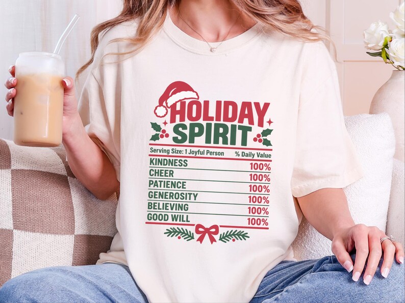 Christmas Nutrition Label Shirt, Family Holiday Party Tee, Holiday Spirit Matching Top, Funny Christmas Gift image 4