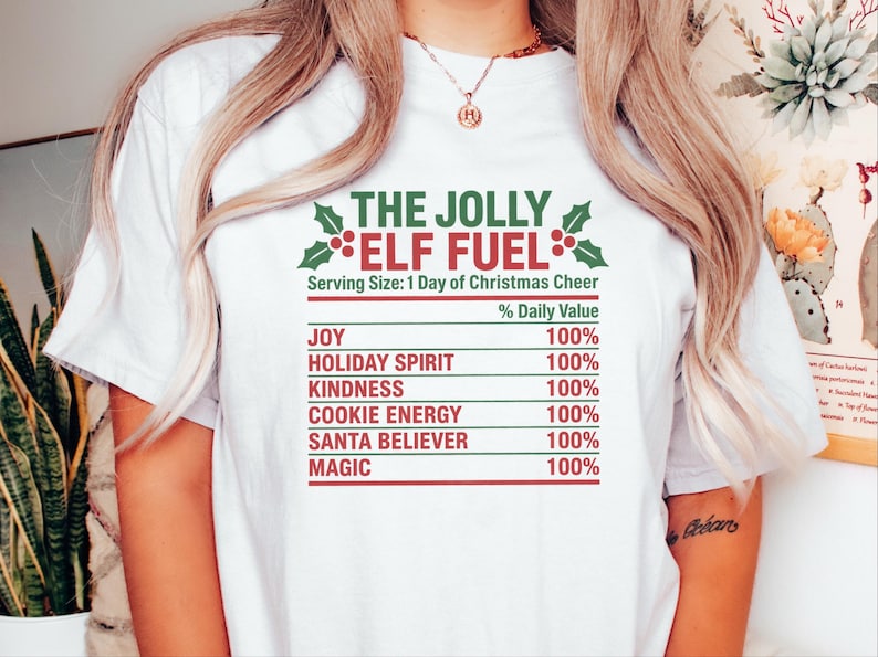 Christmas Elf Shirt, Funny Christmas Tee, Elf Costume, Holiday Family Shirt, Matching Christmas Shirt, Elf Fuel Shirt image 1