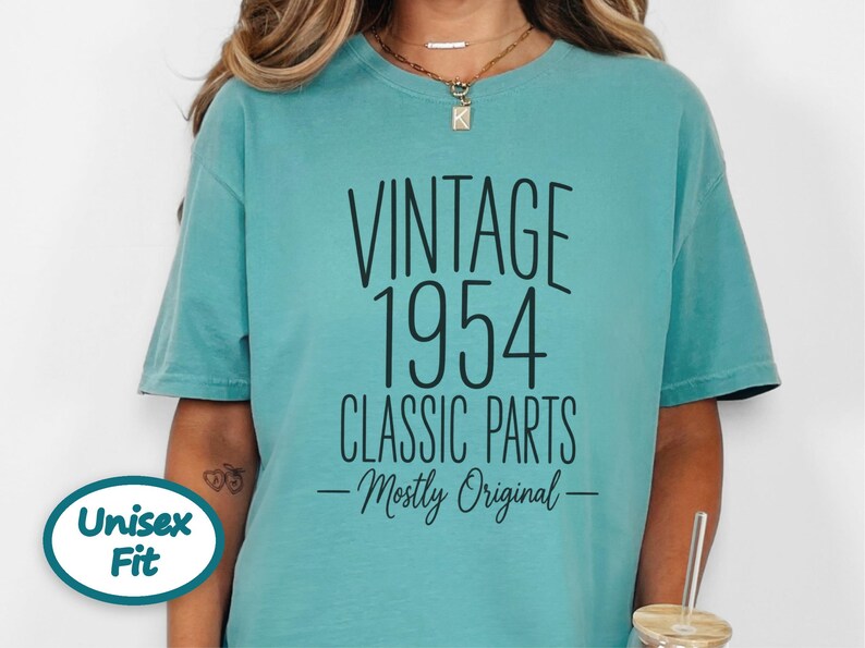 70th Birthday Shirt, 70 Year Old Gift, 1954 Birthday Shirt, Vintage 1954 Classic Parts Mostly Original, Turning 70 Shirt, 70th Birthday Gift image 4