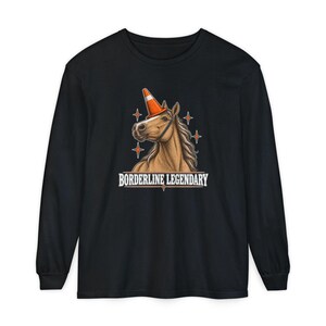 Funny Horse Shirt, Borderline Legendary Tee, Traffic Cone Unicorn Graphic, Horse Lover Gift, Equestrian Humor Top image 13