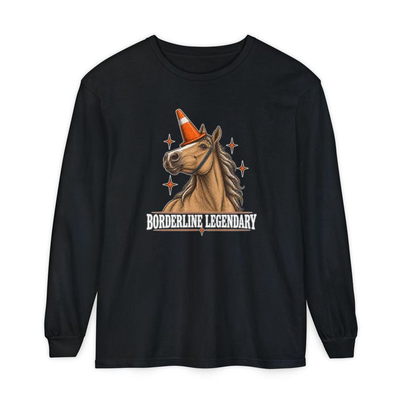 Funny Horse Shirt, Borderline Legendary Tee, Traffic Cone Unicorn Graphic, Horse Lover Gift, Equestrian Humor Top image 13