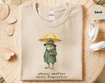 Funny Frog Shirt, Cottagecore Frog Aesthetic, Frog Lover Gift, Whimsical Toad Tee, Rainy Day Apparel, Cute Animal Clothing