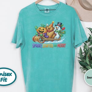 Hallothanksmas Shirt, Funny Holiday Mashup Sweatshirt, Spooky Stuffed And Merry Tee, Holiday Gift image 7