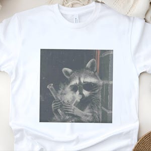420 T Shirt, Raccoon Hitting A Bong, Funny Stoner Graphic Tee, Marijuana Humor Shirt, Trash Panda Weed Lover, Adult Smoker Apparel image 4