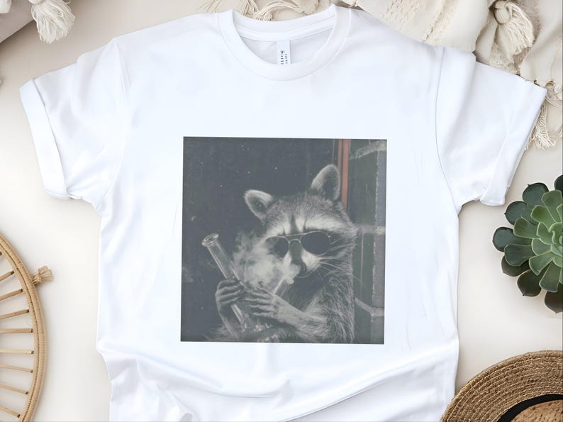 420 T Shirt, Raccoon Hitting A Bong, Funny Stoner Graphic Tee, Marijuana Humor Shirt, Trash Panda Weed Lover, Adult Smoker Apparel image 4