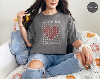 Chicks Before Dicks Galentine's Day Shirt | Funny Sarcastic Adult Humor Tee for Best Friends and Girls Trip Party, Galentines Crew