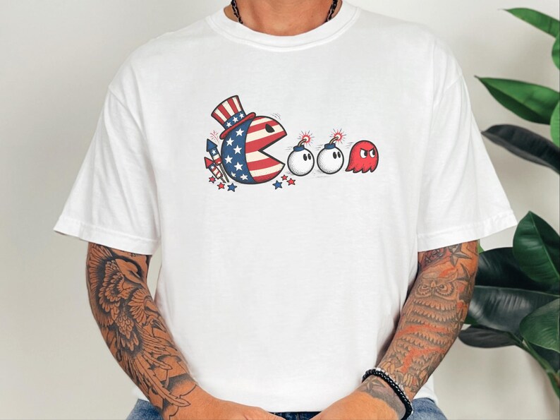 Patriotic Arcade Tee, 4th Of July Fourth, Funny Patriotic Tee, Retro Video Game, Gamer Gift For Him image 10