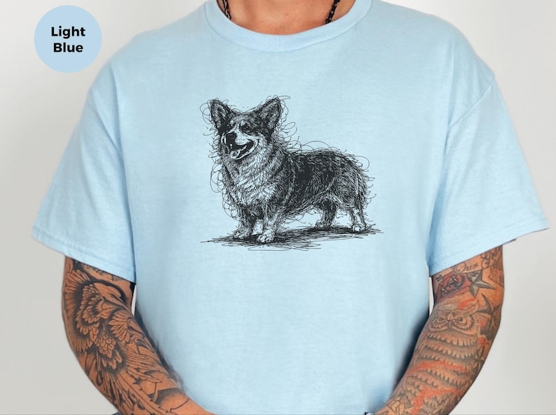 Corgi Shirt, Pembroke Welsh Corgi Sketch Tee, Loaf Dog Apparel, Cute Dog Art image 1