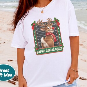 Christmas Family Shirt, Funny Christmas Sweatshirt, Reindeer Mugshot Holiday Tee, Naughty List Vacation Top image 5