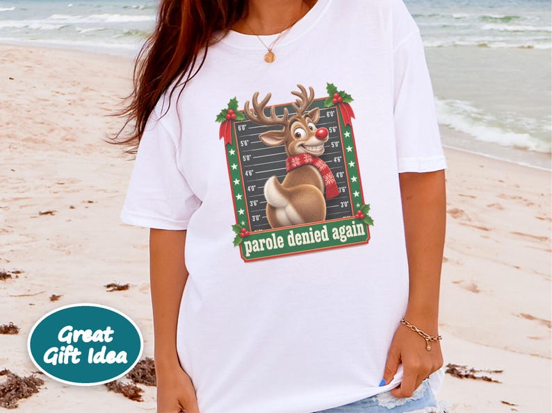 Christmas Family Shirt, Funny Christmas Sweatshirt, Reindeer Mugshot Holiday Tee, Naughty List Vacation Top image 5