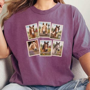 Vintage Horse Stamp Shirt, Equestrian Girl Gift, Vintage Horse Print Tee, Farm Girl Shirt, Horse Lover Gift image 6