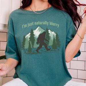 Comfort Colors Big Foot Shirts, Bigfoot Forest Blur Mountain Silhouette, Funny Sasquatch Cryptid Tee, Hiking Lover Gift for Men image 9