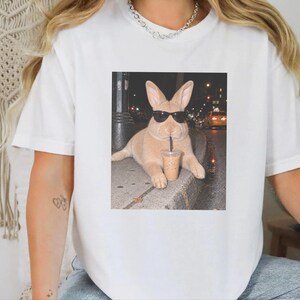 Funny Rabbit Shirt, Iced Coffee Lover Gift, Cool Bunny Mom Shirt, Funny Animal Gift, Rabbit Dad Gift image 8