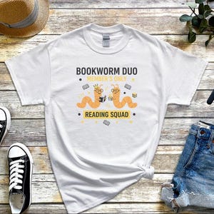 Bookworm Duo Shirt, Book Lovers Shirt, Reading Squad Tee, Book Club Gifts, Literary Nerd Gift, Funny Reading Buddy Apparel, Reading Shirts image 6