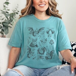 Comfort Colors Cute Bat Art, Cute Bat Illustration Fun Activities Shirt, Whimsical Bat Lover Gift, Funny Halloween Nature Tee, Halloween Bat image 11