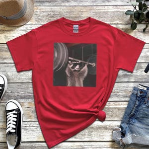 Gym Pumpcover Shirt, Raccoon Bodybuilding Humor Tee, Muscle Mommy Gift, Vintage Graphic Unisex Cotton Blend, Sarcastic Workout Apparel image 3