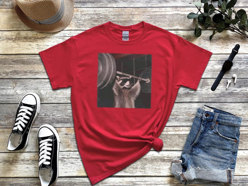 Gym Pumpcover Shirt, Raccoon Bodybuilding Humor Tee, Muscle Mommy Gift, Vintage Graphic Unisex Cotton Blend, Sarcastic Workout Apparel image 3