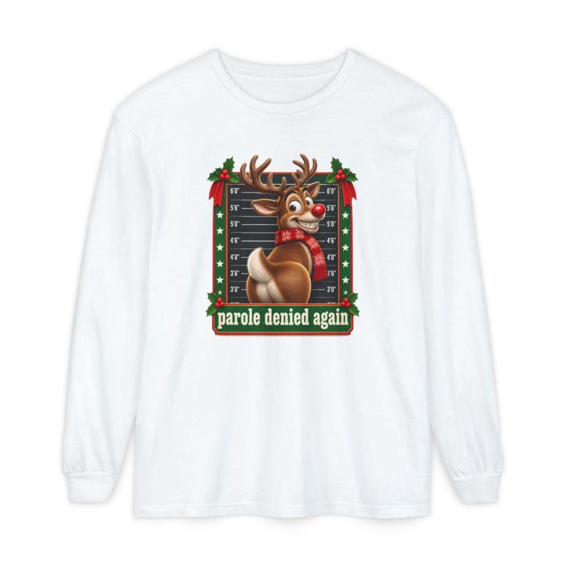 Christmas Family Shirt, Funny Christmas Sweatshirt, Reindeer Mugshot Holiday Tee, Naughty List Vacation Top image 14