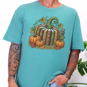 Fall Bookish Shirt, Fall Book Lover Gift, Vintage Autumn Book Pumpkin Tee, Cozy Reading Sweatshirt, Librarian Gift image 7