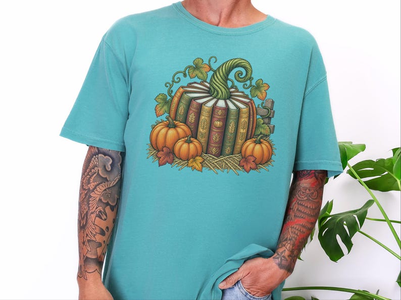 Fall Bookish Shirt, Fall Book Lover Gift, Vintage Autumn Book Pumpkin Tee, Cozy Reading Sweatshirt, Librarian Gift image 7