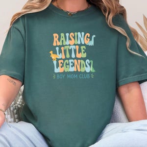 Comfort Colors Boy Mom Sweatshirt, Raising Little Legends Boy Mom Club Tee, Prehistoric Brontosaurus Dinosaur Lover Clothing, Boy Mama Gifts image 8