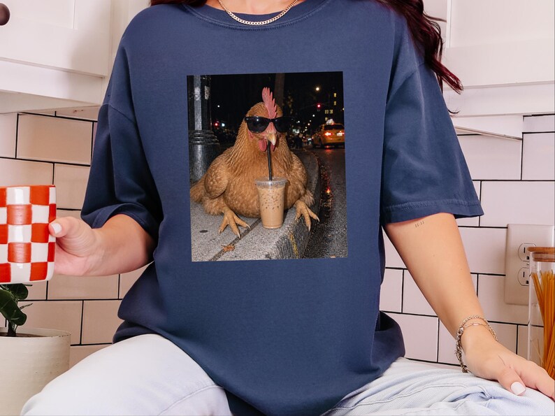 Funny Chicken Shirt, Iced Coffee Shirt, Chicken Lover Gift, Crazy Chicken Lady Tee, Backyard Farmer Gift image 7