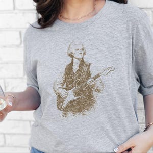Funny Political Tee, Thomas Jefferson Electric Guitar Vintage Portrait, History Teacher Gift, Retro Music Shirt, Gag Gift for Adults image 4