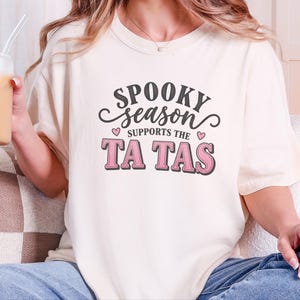 Koszulka na Halloween z okazji raka piersi, różowy prezent wsparcia na październik, upiorny top sezonowy, koszulka dla osoby, która przeżyła raka zdjęcie 2