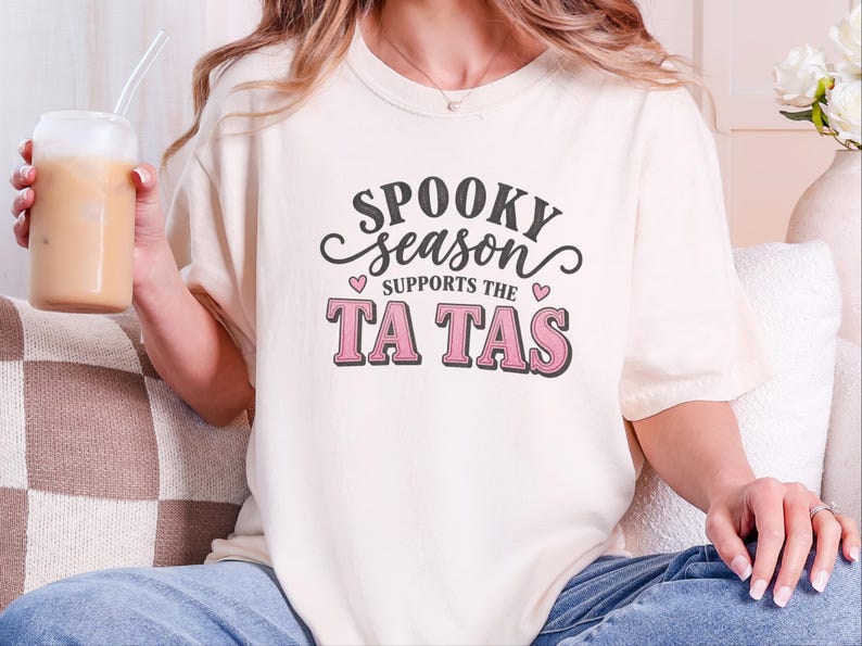 Koszulka na Halloween z okazji raka piersi, różowy prezent wsparcia na październik, upiorny top sezonowy, koszulka dla osoby, która przeżyła raka zdjęcie 2