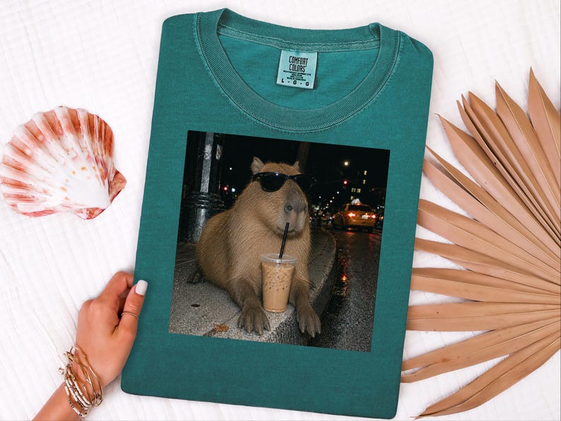 Cooles Capybara-Shirt, Geschenk für Eiskaffee-Liebhaber, Lustiges Tier-T-Shirt, Shirt für Kaffeesüchtige Bild 5