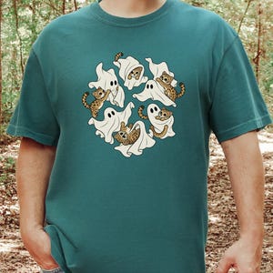 Ghost Shirt, Halloween Leopard Shirt, Cute Ghost Gift, Leopard Lover Shirt, Spooky Season Tee, Animal Halloween Shirt image 3