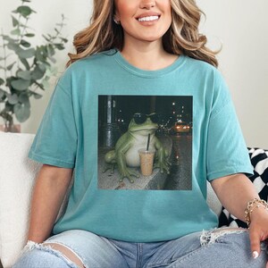 Weird Frog Shirt, Gift for Frog Lover, Sarcastic Coffee Lover, Funny Animal Meme image 2