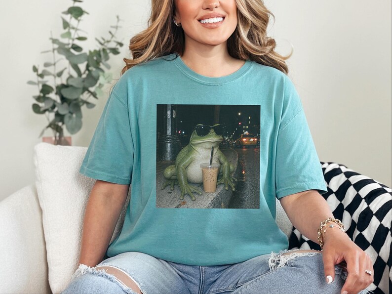 Weird Frog Shirt, Gift for Frog Lover, Sarcastic Coffee Lover, Funny Animal Meme image 2