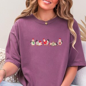 Christmas Chicken Shirt, Funny Holiday Chicken Gift, Cute Farm Christmas Tee, Festive Chicken Lover Shirt, Winter Farm Animal Top image 3