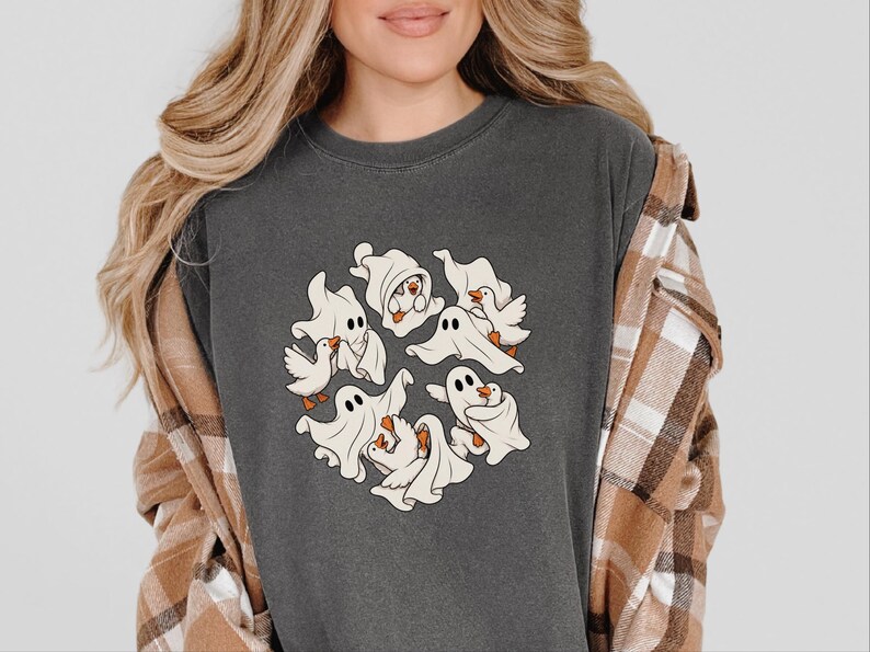 ゴーストグースシャツ、おもしろグースTシャツ、おもしろゴーストハロウィンTシャツ、不気味な季節のギフト、農場動物好きのためのトップス 画像 4