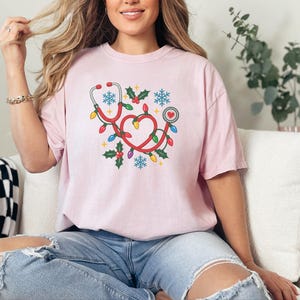 Nurse Christmas Sweatshirt, Holiday Nurse Shirt, Festive Medical Worker Crewneck, Christmas Lights Nurse image 5