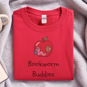 Bookworm Buddies Digital Print | Funny Reading Squad and Book Lover Gift | Aesthetic Bookish Design Looks Like Embroidery PNG SVG Art afbeelding 3