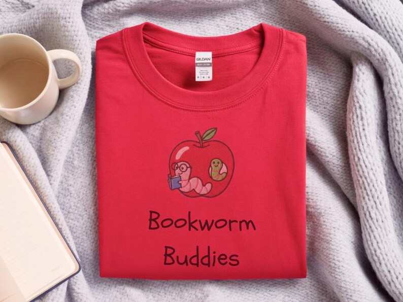 Bookworm Buddies Digital Print | Funny Reading Squad and Book Lover Gift | Aesthetic Bookish Design Looks Like Embroidery PNG SVG Art afbeelding 3