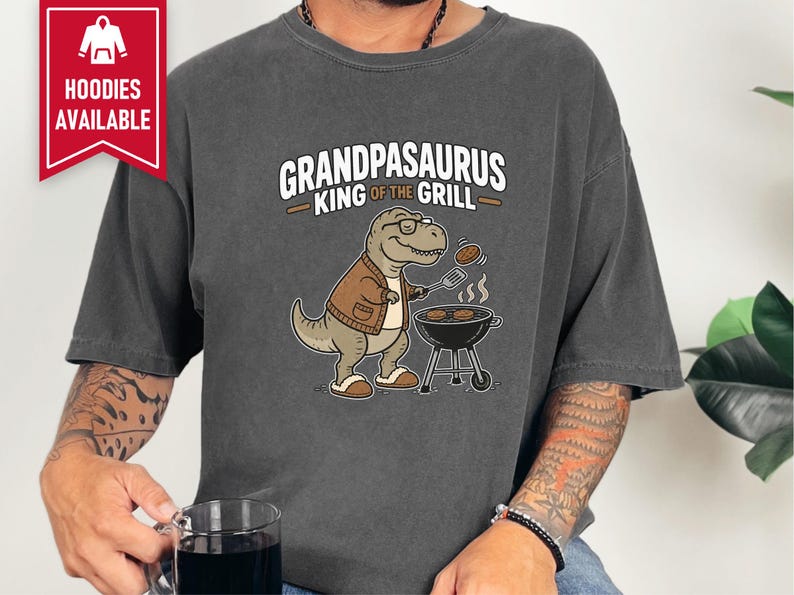 Grandpasaurus King Of Grill Shirt, Father's Day Grandpa Gift, Grill Master Tee, BBQ Lover Shirt, Funny Grandpa T-Shirt image 6