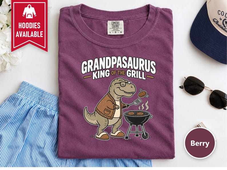 Grandpasaurus King Of Grill Shirt, Father's Day Grandpa Gift, Grill Master Tee, BBQ Lover Shirt, Funny Grandpa T-Shirt image 10
