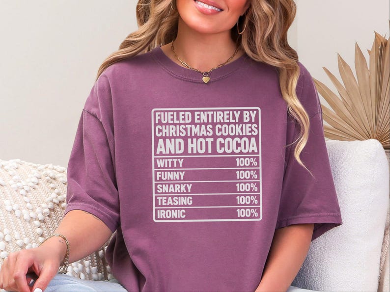 Funny Christmas Shirt, Nutrition Facts Tee, Christmas Cookie Lover Gift, Hot Cocoa Sweatshirt, Sarcastic Holiday Apparel image 7