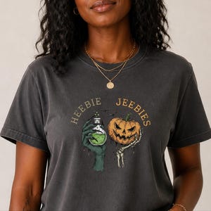 Comfort Colors Halloween Potion Heebie Jeebies Shirt, Witchy Skeleton Hands Tee, Jack O Lantern Spooky Season, Gothic Vintage Fall Graphic image 7