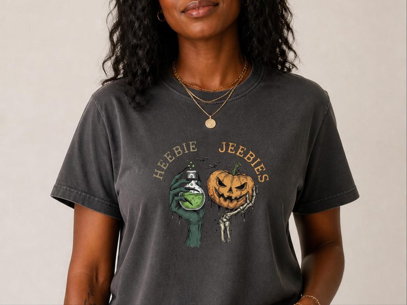 Comfort Colors Halloween Potion Heebie Jeebies Shirt, Witchy Skeleton Hands Tee, Jack O Lantern Spooky Season, Gothic Vintage Fall Graphic image 7
